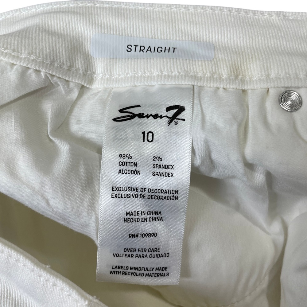 Seven 7 10 Cotton Blend White Floral Embellished Denim Pants - Picture 4 of 7
